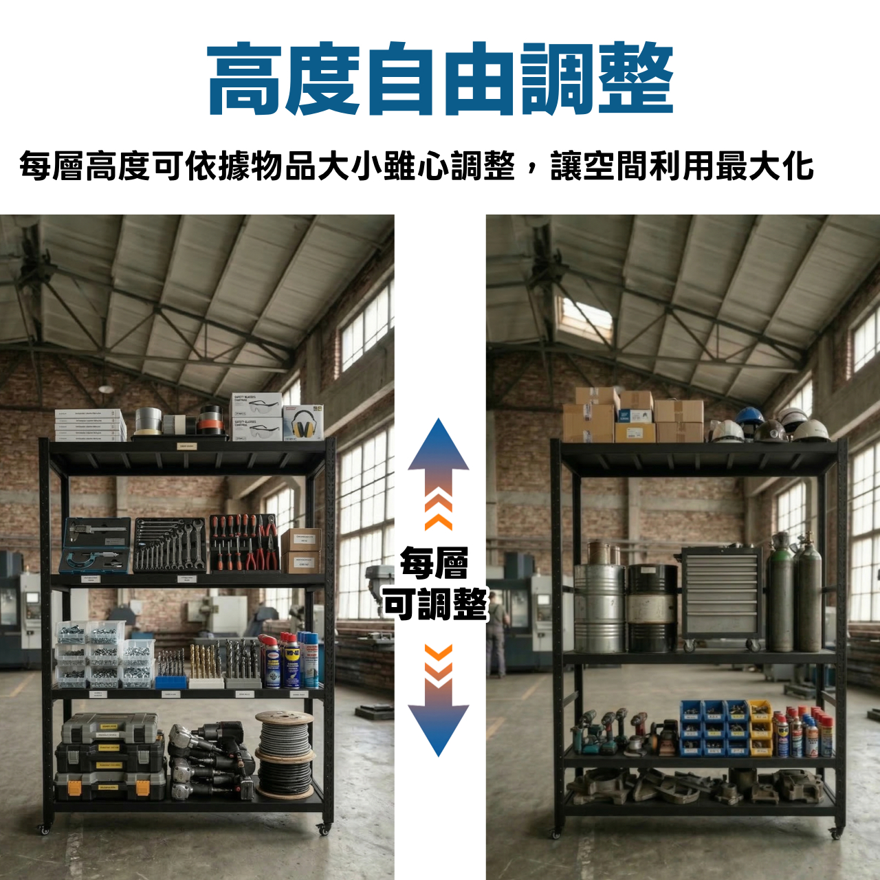 1.5m 輕倉貨架可自由串接，高載重、方便理貨、適合網拍賣家、家庭倉庫收納、越串越省CP值爆表！